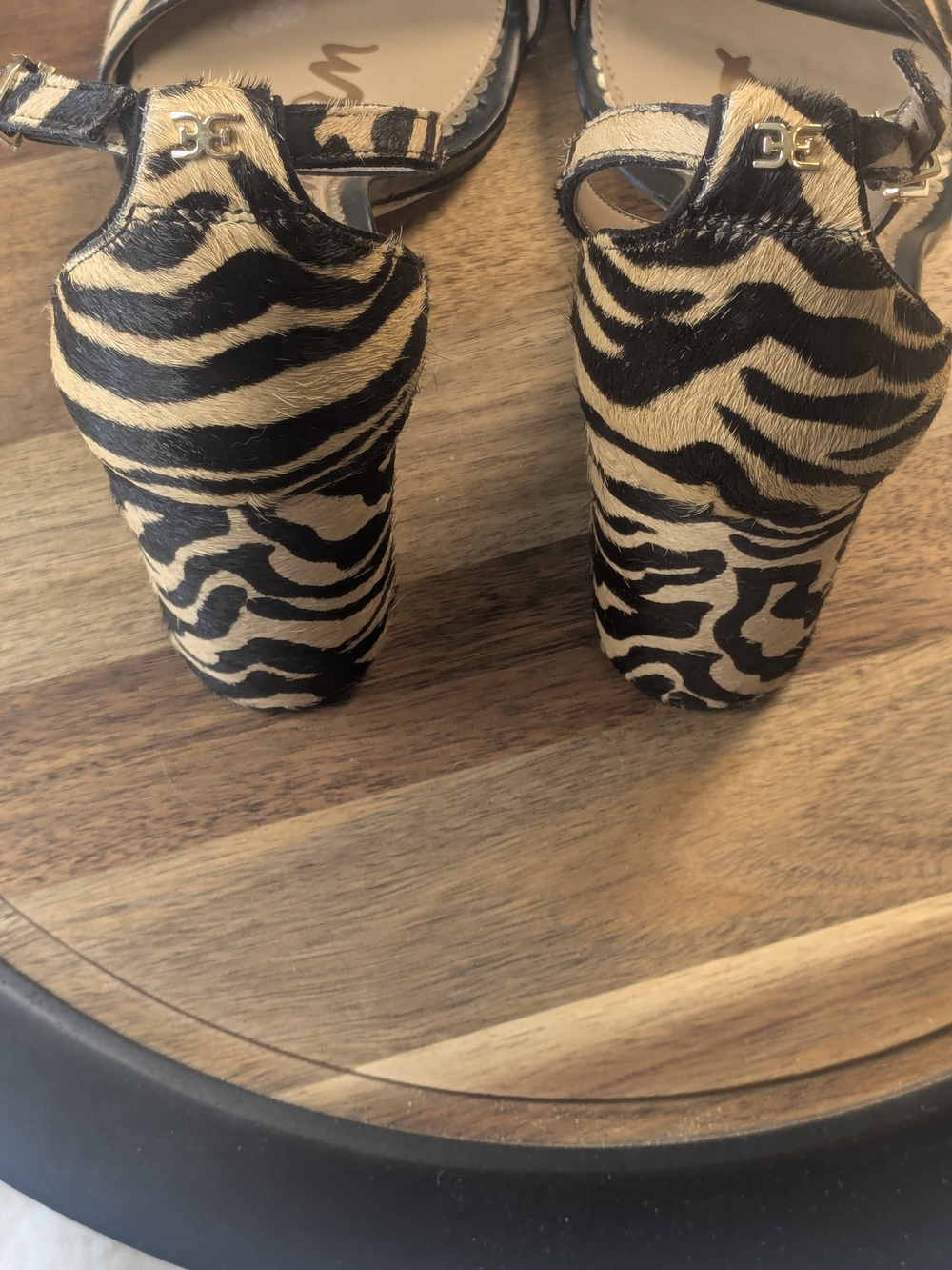 Sam Edelman Zebra Print Calf Hair Ankle Strap Block Heel Sandals Size 9.5 - Picture 9 of 10